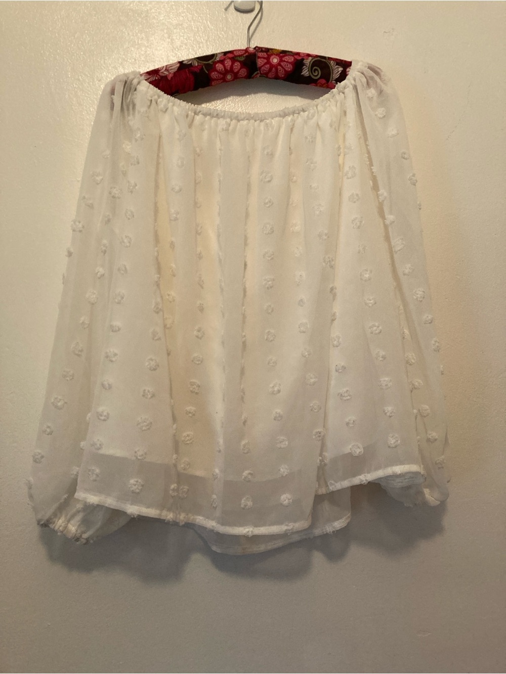 White Textured Swiss Dot Women’s Top